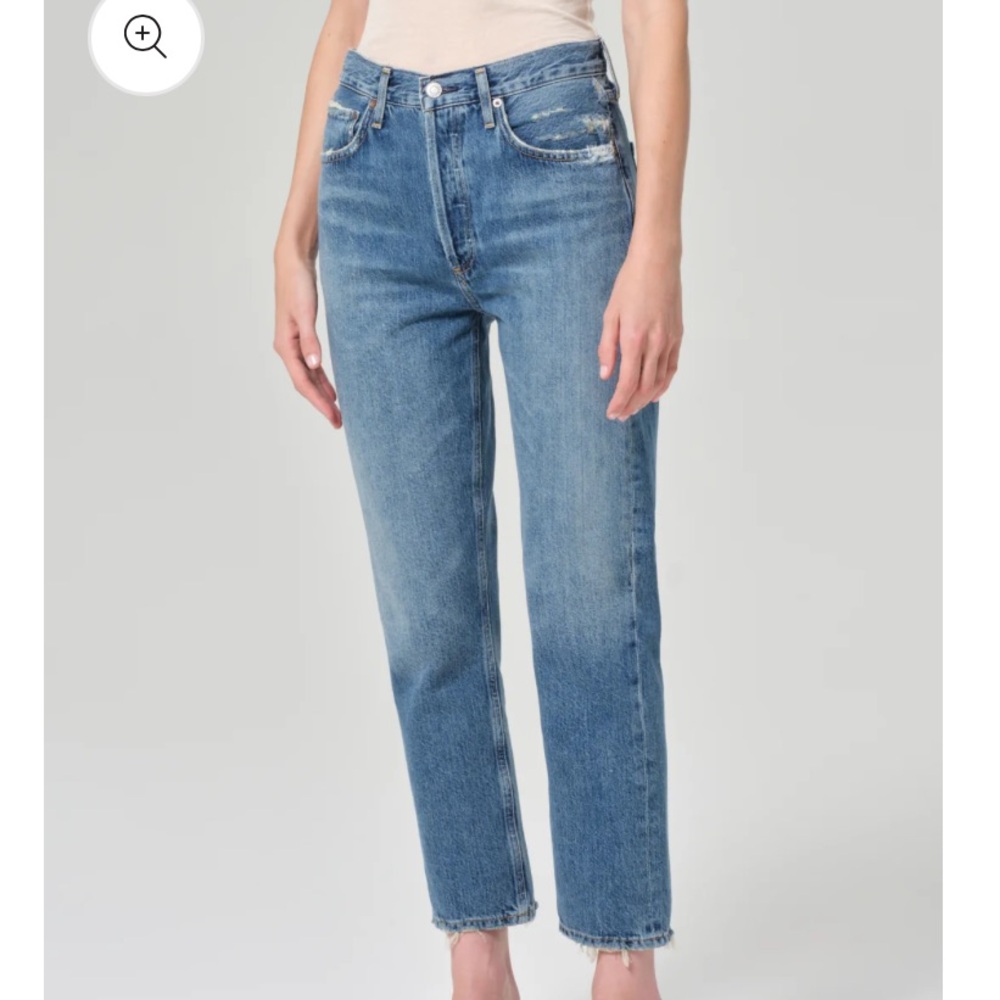 AGOLDE Riley High Rise Straight Crop Denim Jeans 28 Frequency